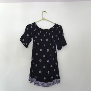 off the shoulder mini black dress